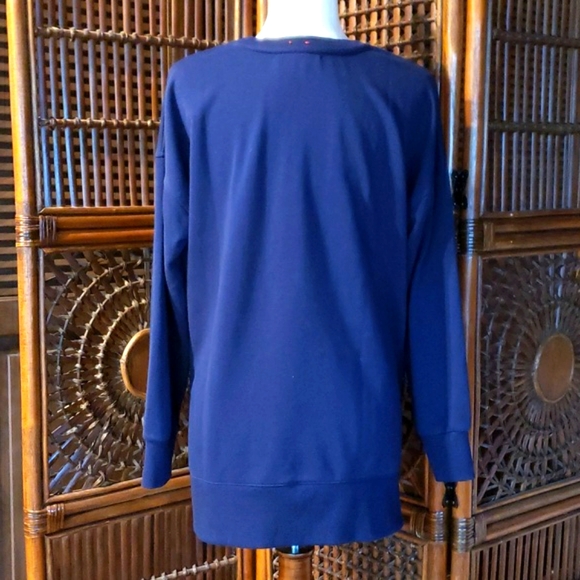 ELLEN TRACY French Terry "JOY" Sweatshirt Navy/Silver Snowflake - Med - EUC - Picture 11 of 14